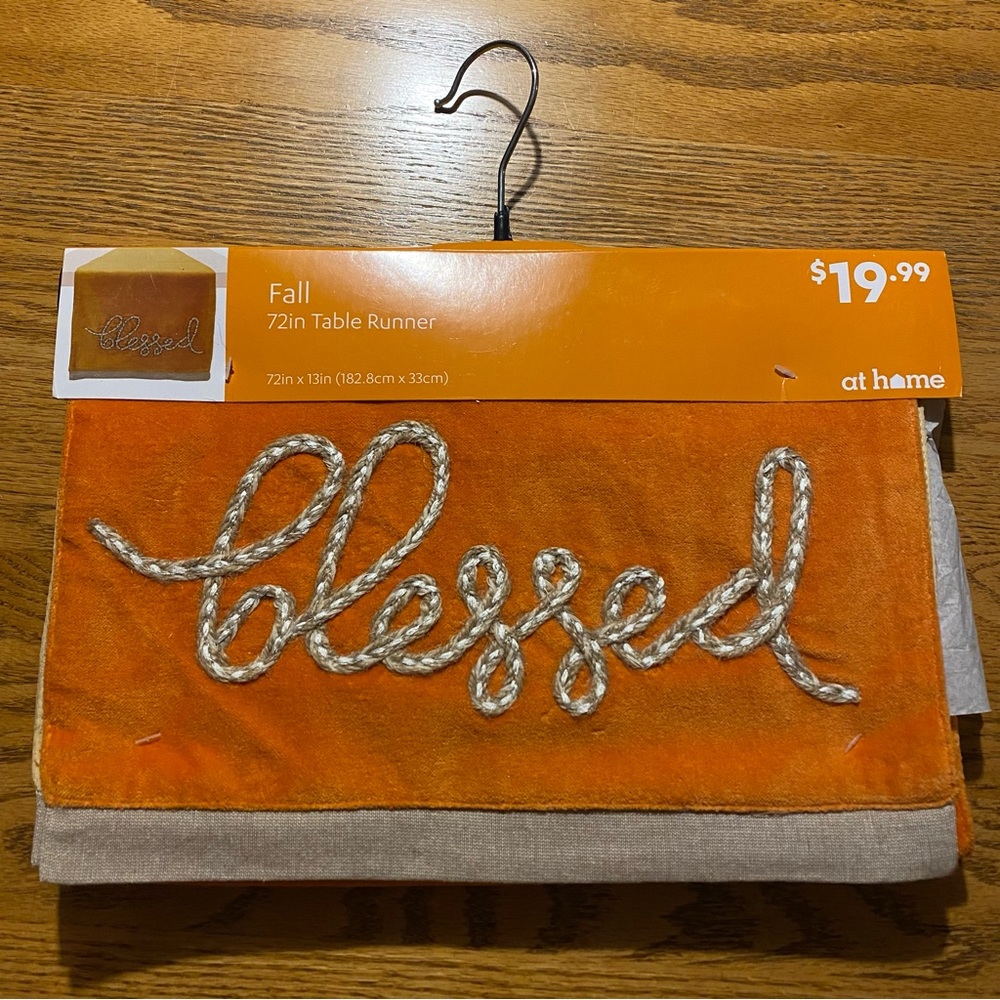 Blessed 72” Orange Fall Table Runner